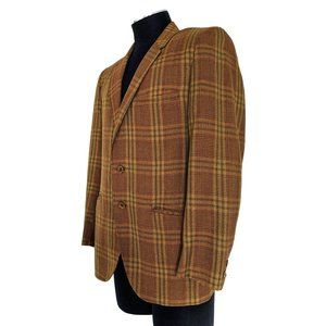Vintage 60's Style-Mart by Merit Brown Plaid Wool Blazer Sport Jacket